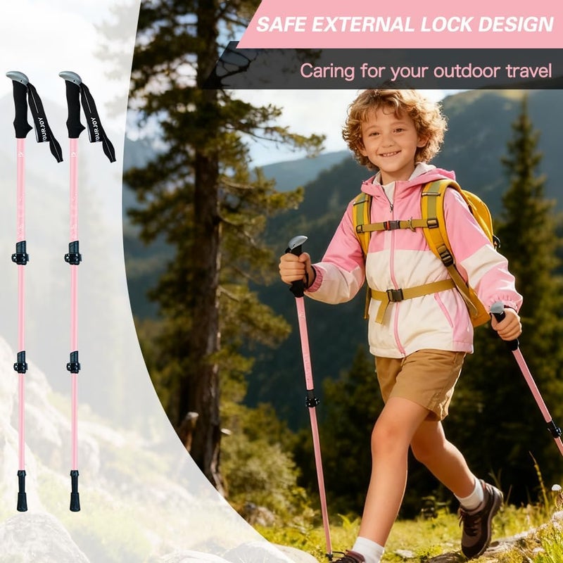 yourjoy Hiking Trekking Poles for Kids, 2 Pack Anti Shock, Adjustable, Collapsible Hiking Poles for Trekking or Walking, Lightweight Aluminum Sticks - Image 5